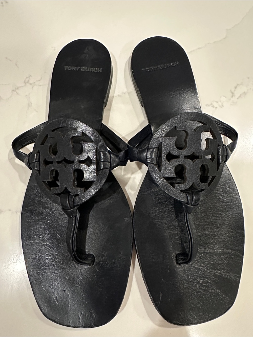 Tory Burch Square Toe Miller Sandal Black Sz 8